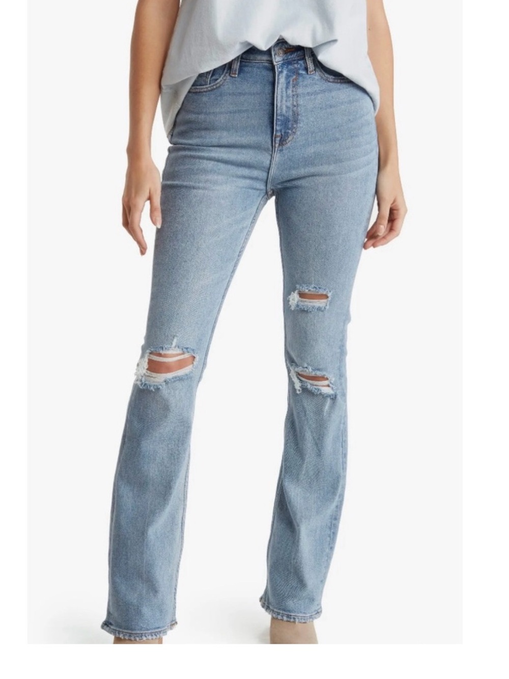Vigoss Light Blue Distressed Hendrix Flare Jeans